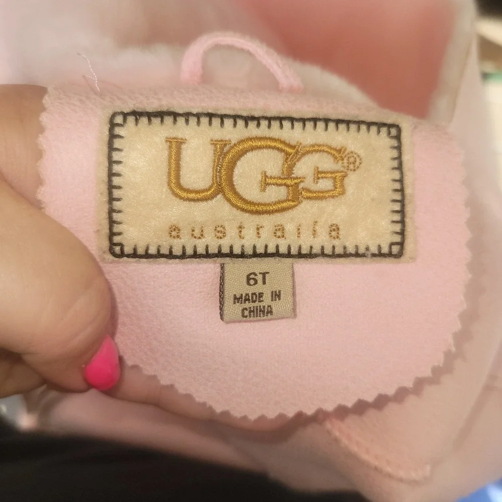 UGG Australia Girl's Sundance Jacket Coat Pink Size 6T Leather Sheepskin